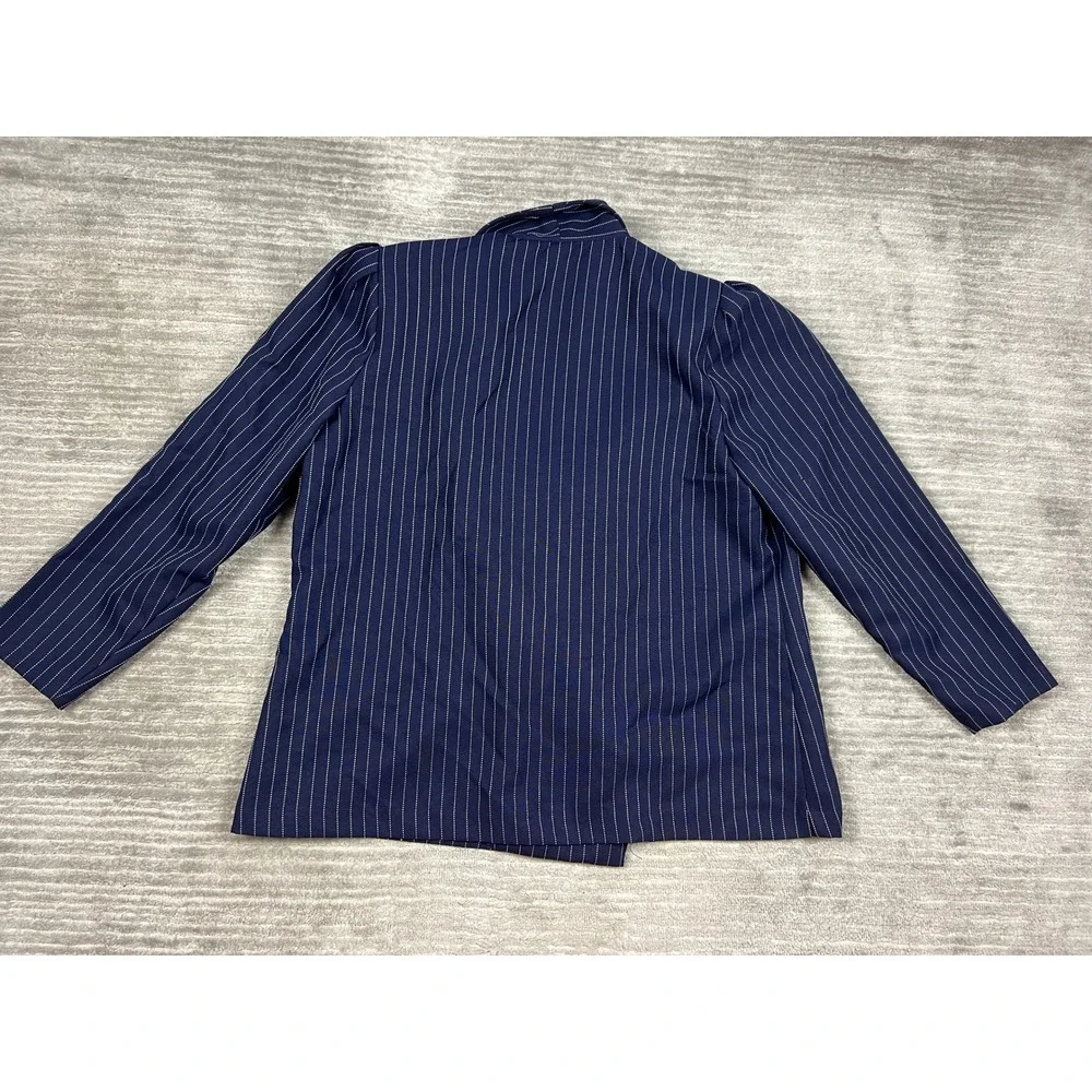 Style Setter Fashions Skirt Suit Womens XL Navy Pinstripe Pearl Button Vintage